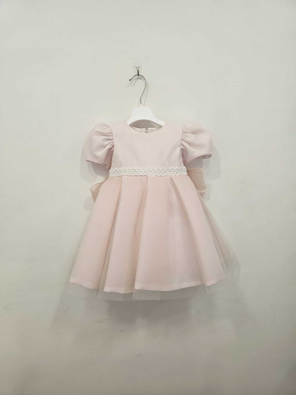 Abito da Cerimonia Rosa con Cintura Perline e Maxi Fiocco ✨👶