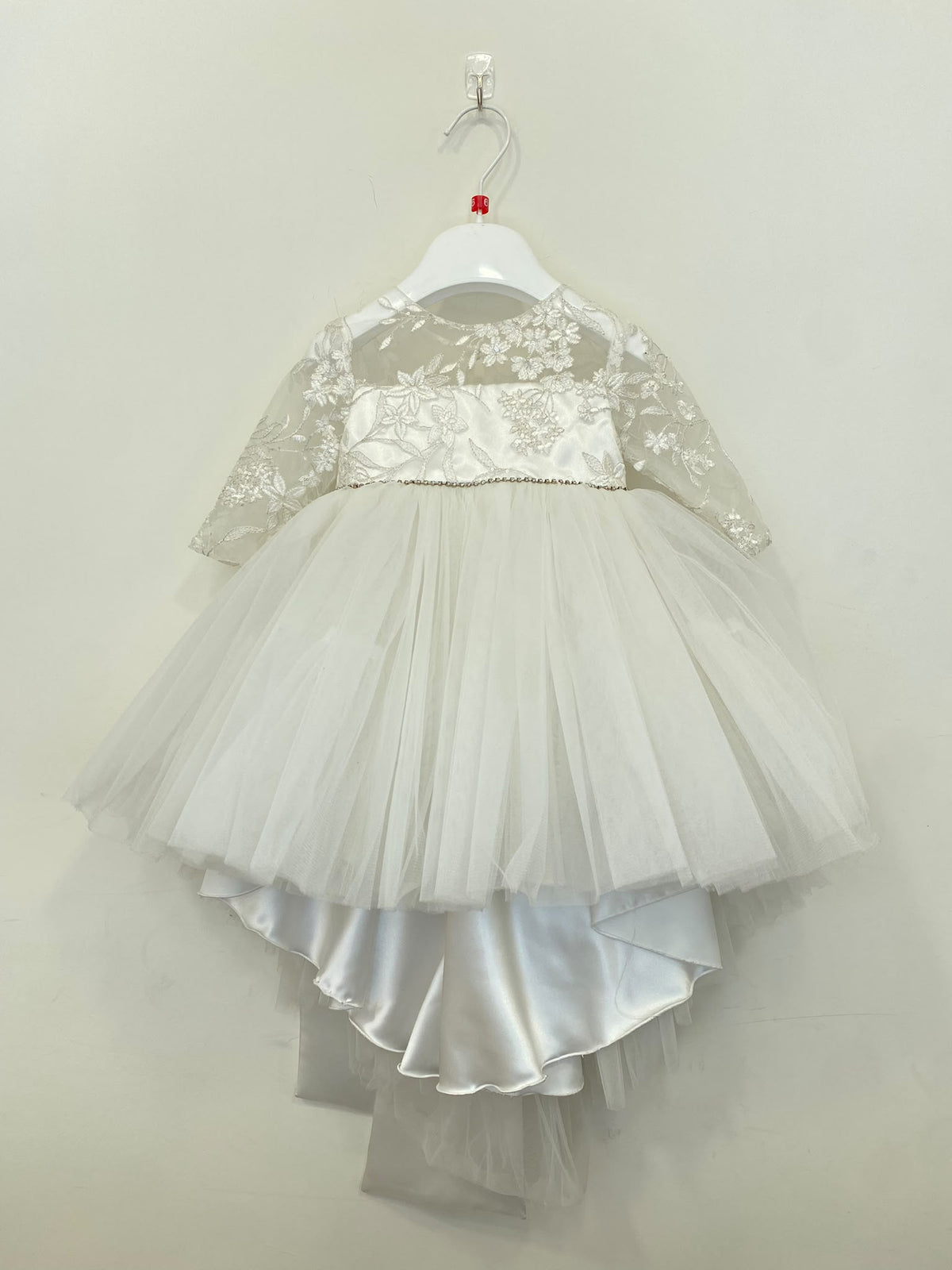 Abito da Cerimonia Bimba in Pizzo e Tulle Asimmetrico con Strass 👧✨⭐