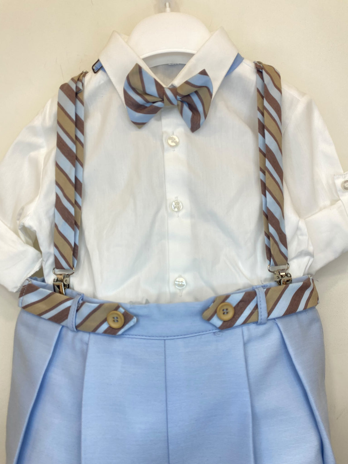 Completo Elegante Bimbo 2 Pezzi in Mikado con Dettagli Rigati 👦✨⭐