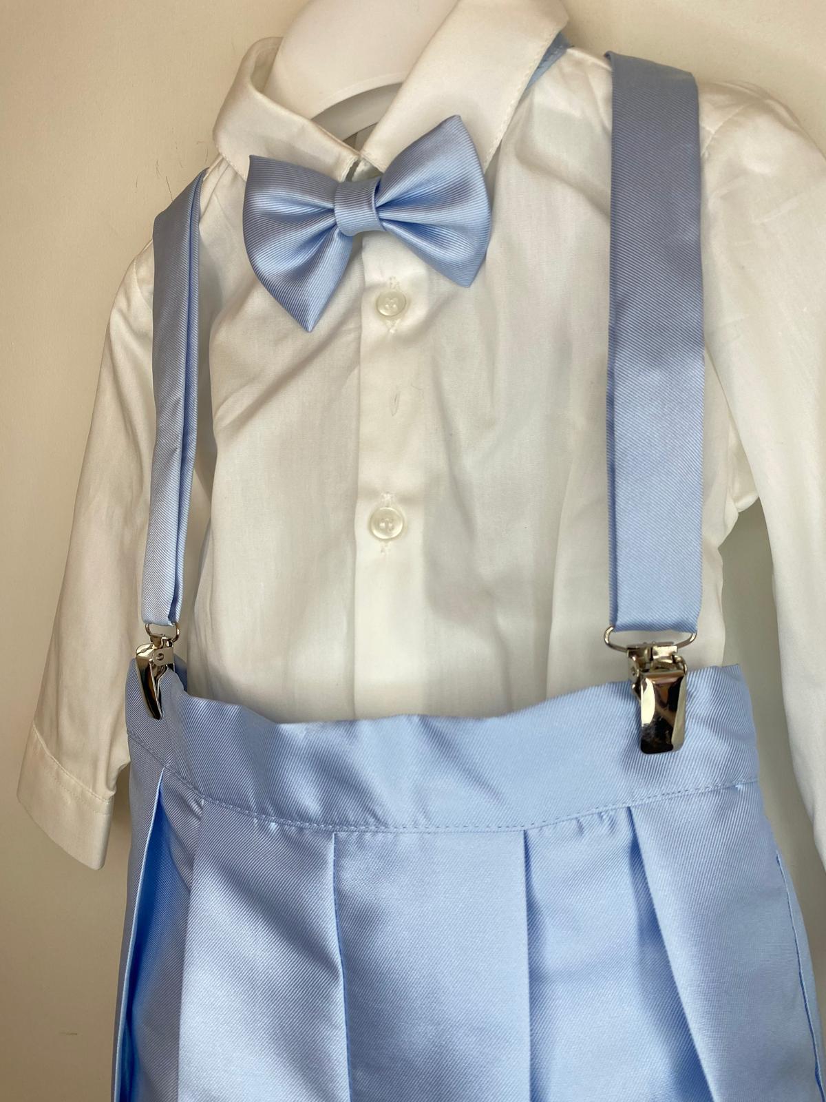Completo Elegante Bimbo 2 Pezzi con Bretelle e Papillon Celeste π¦β¨β