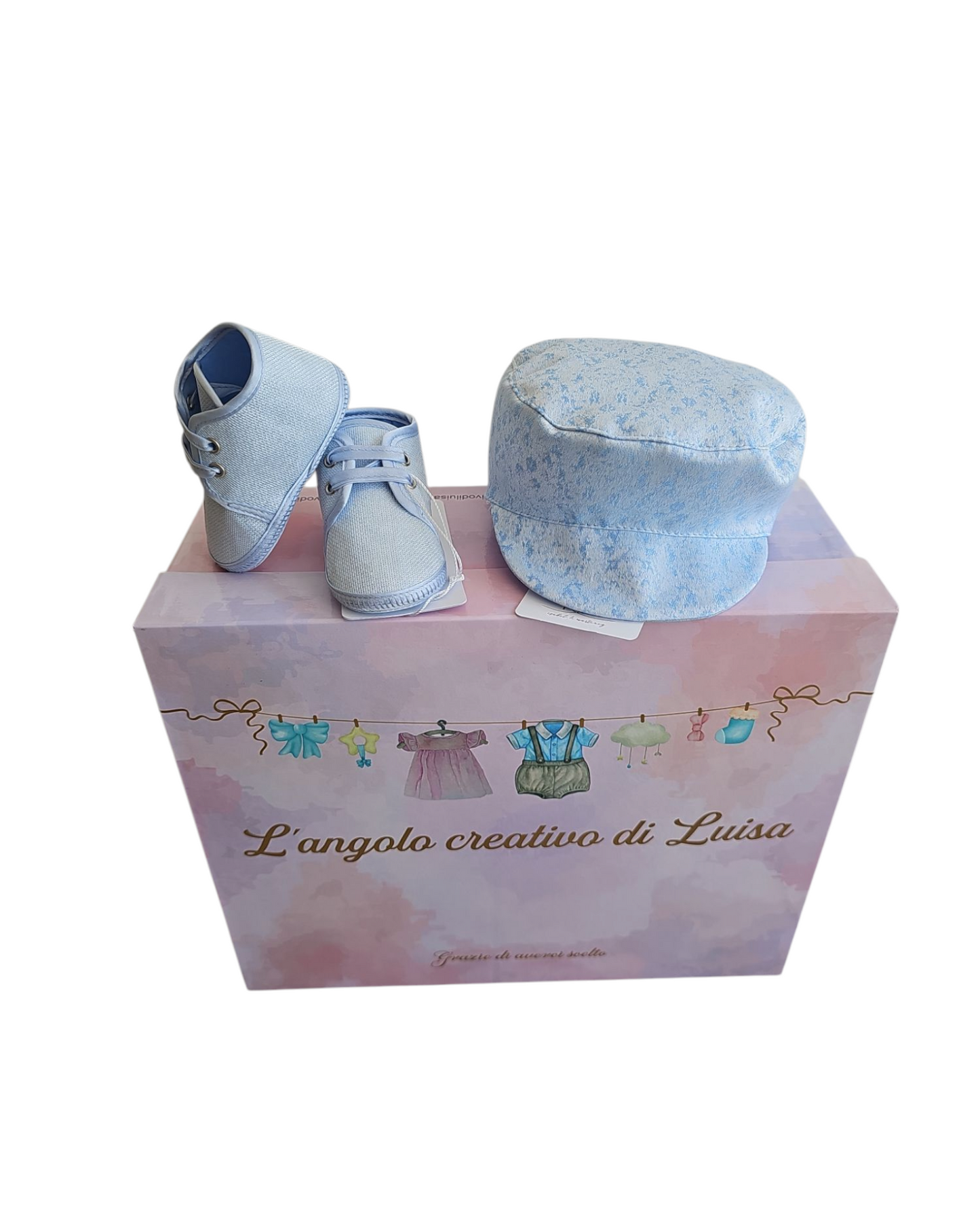Completo damascato celeste