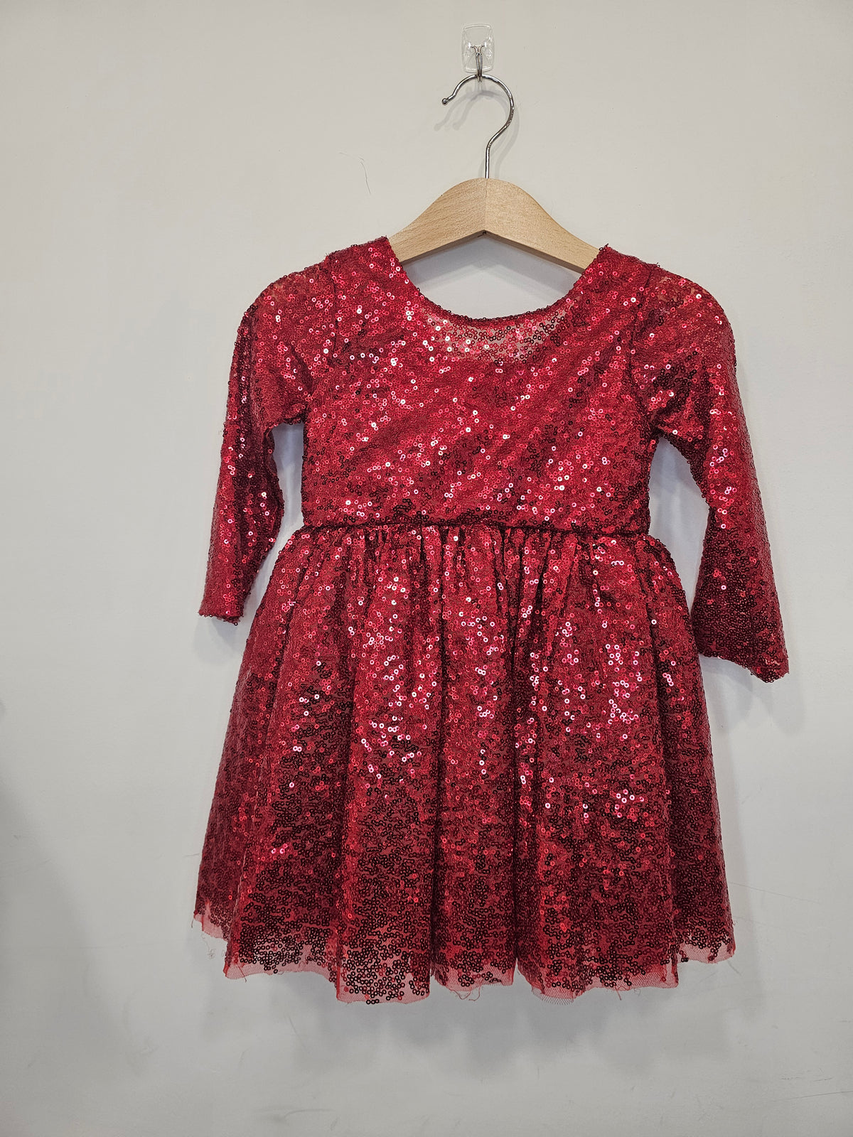 Abito Cerimonia Bimba Sequin Rosso Scintillante ✨🎄