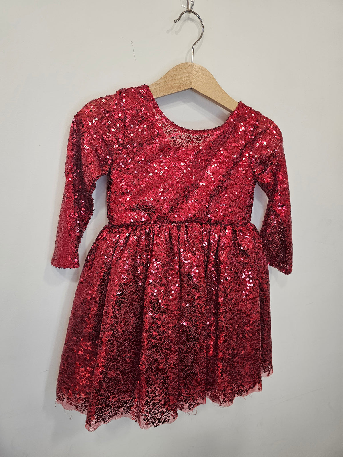 Abito Cerimonia Bimba Sequin Rosso Scintillante ✨🎄