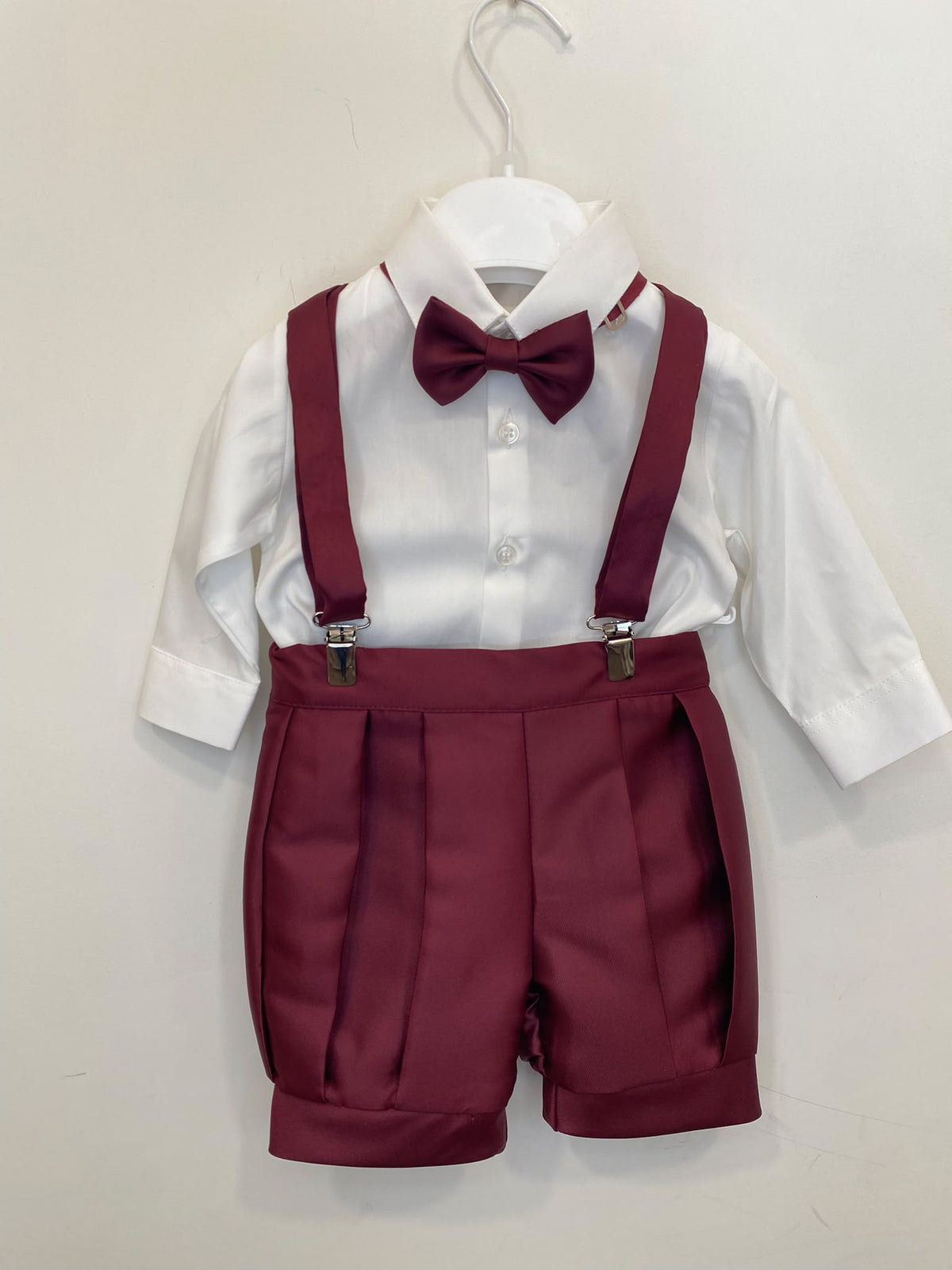 Completo Elegante Bimbo 2 Pezzi Bordeaux con Bretelle 👦✨⭐