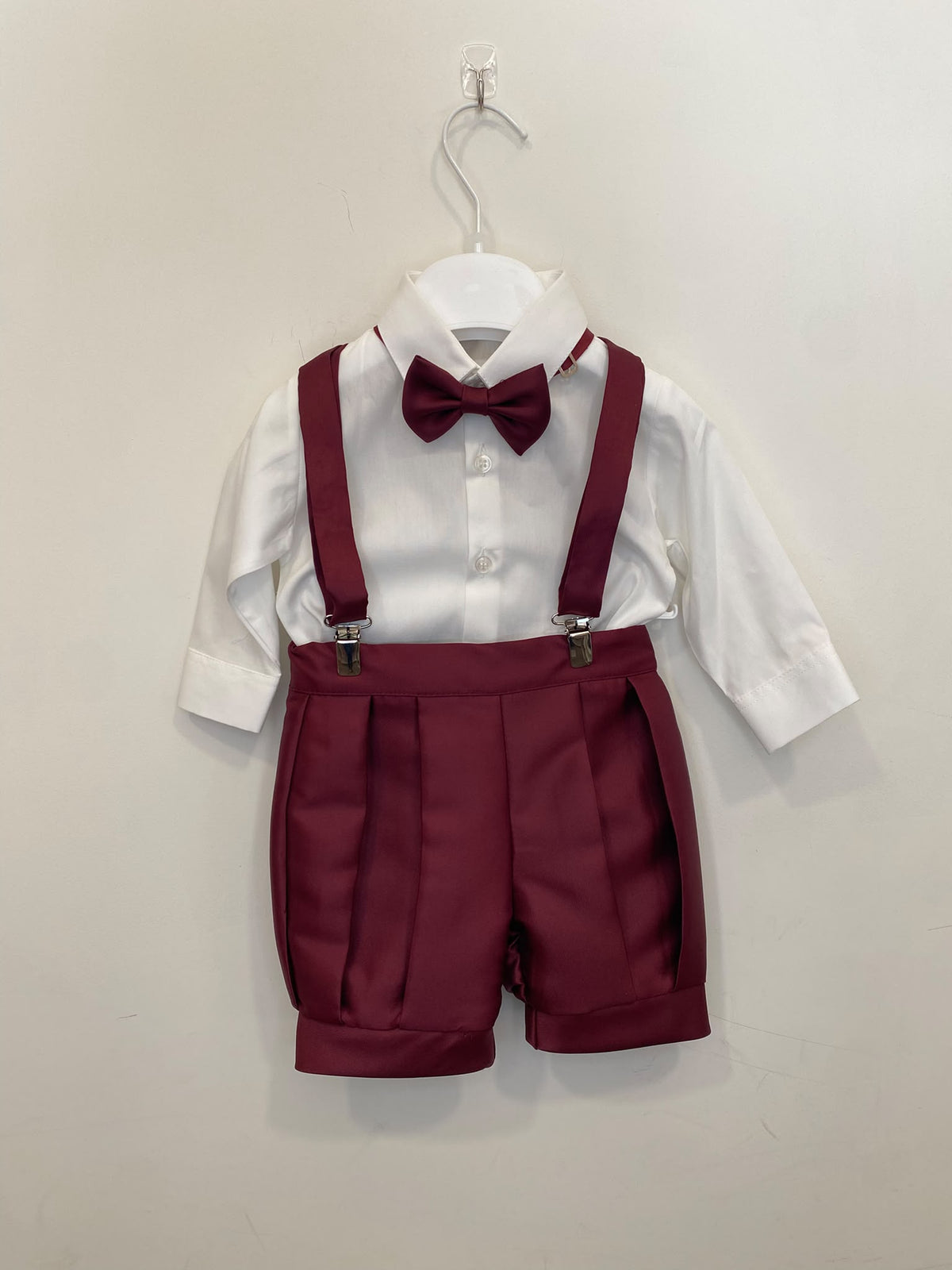 Completo Elegante Bimbo 2 Pezzi Bordeaux con Bretelle 👦✨⭐