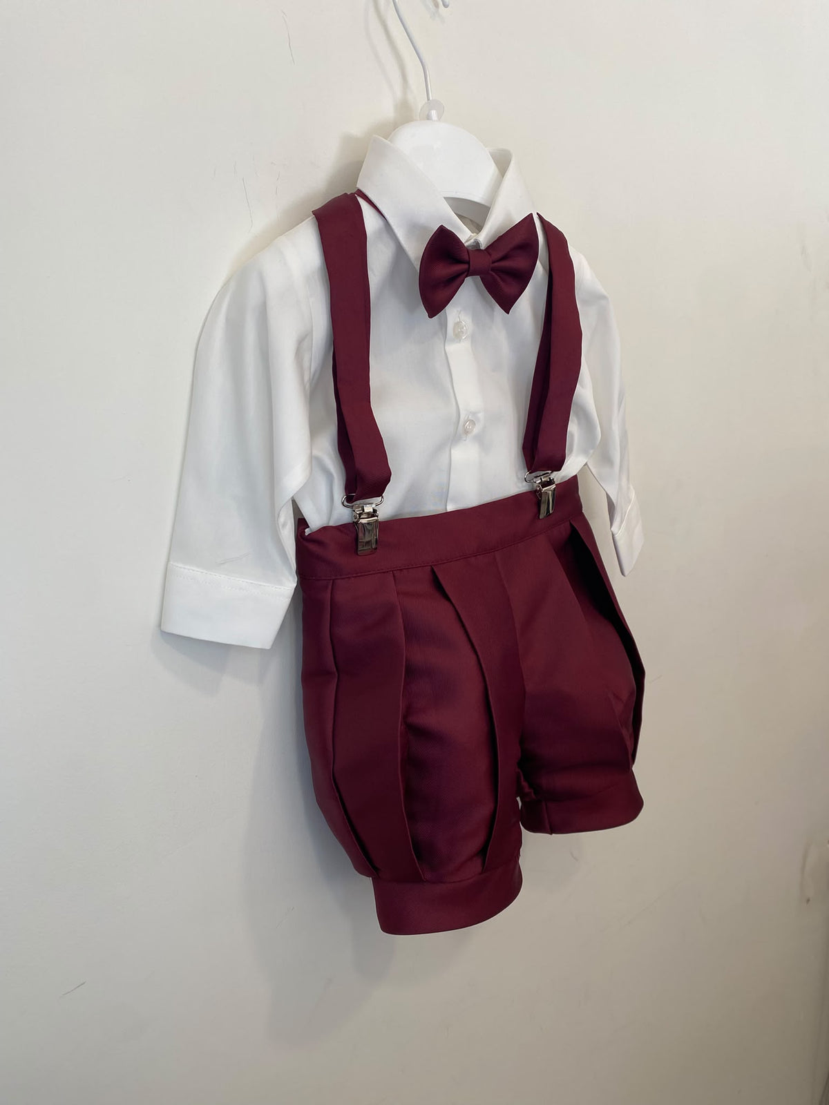 Completo Elegante Bimbo 2 Pezzi Bordeaux con Bretelle 👦✨⭐