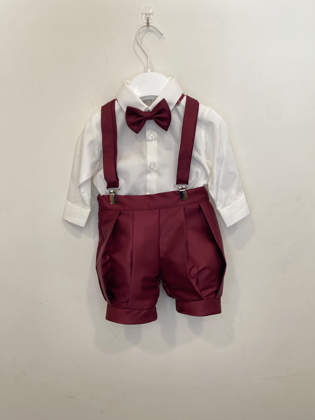 Completo Elegante Bimbo 2 Pezzi Bordeaux con Bretelle 👦✨⭐