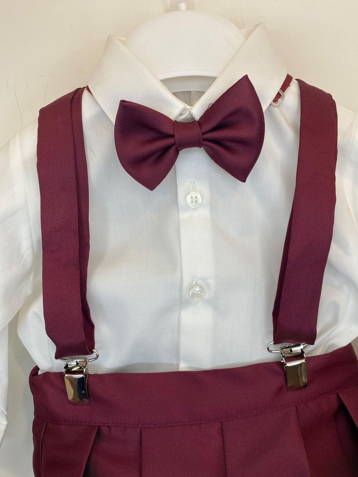 Completo Elegante Bimbo 2 Pezzi Bordeaux con Bretelle 👦✨⭐