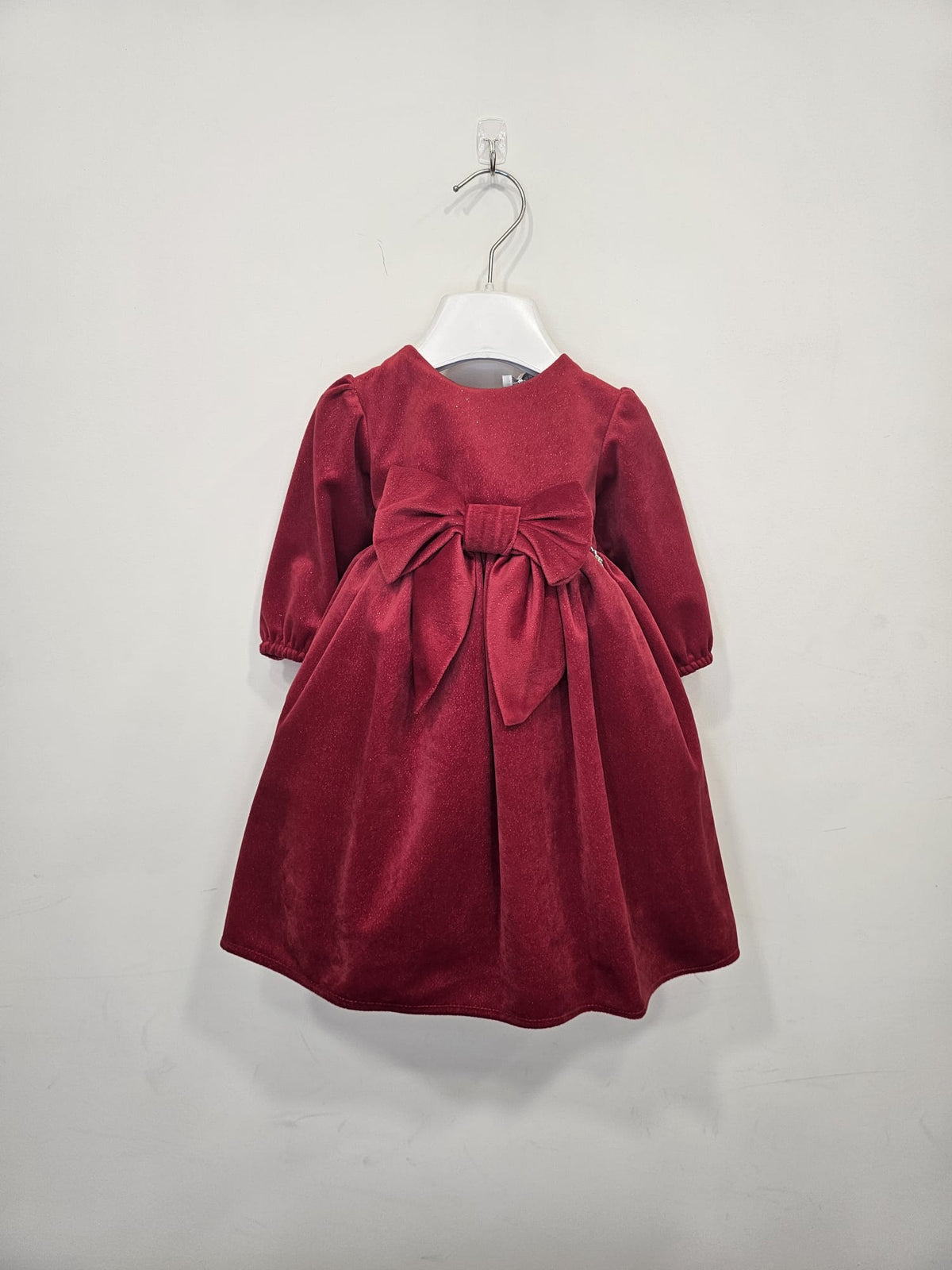 Abito in Velluto Bordeaux Glitterato con Maxi Fiocco Frontale ✨❤️