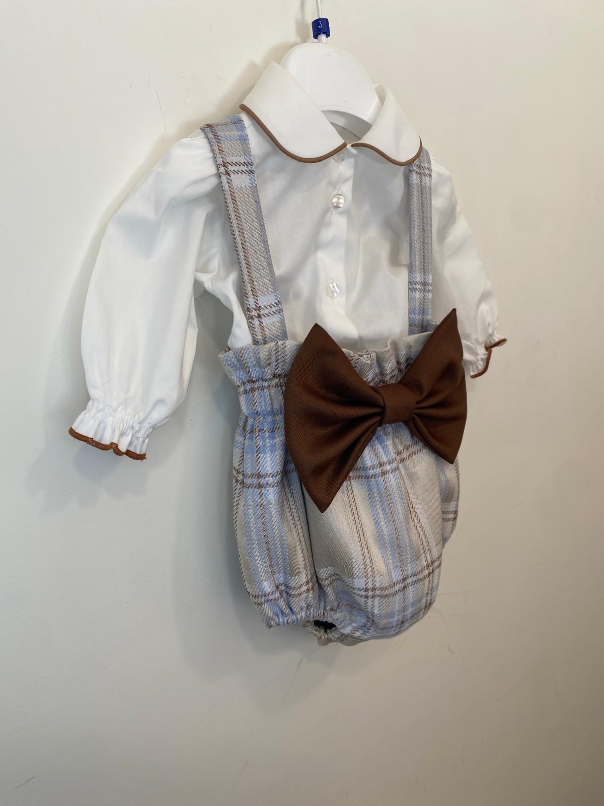 Completo Elegante Bimba 2 Pezzi Tartan con Maxi Fiocco 👧✨⭐