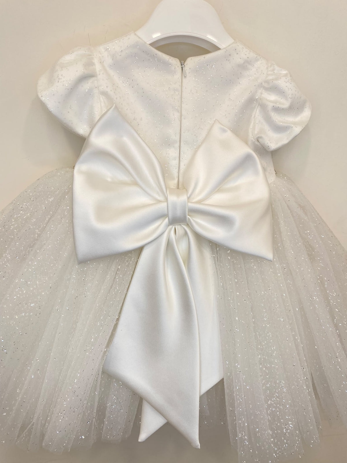 Abito da Cerimonia Bimba in Tulle Glitterato con Maxi Fiocco  👧✨⭐