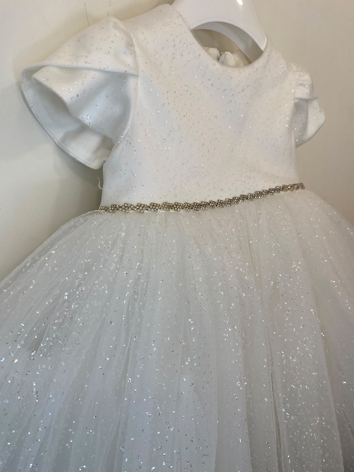 Abito da Cerimonia Bimba in Tulle Glitterato con Maxi Fiocco  👧✨⭐