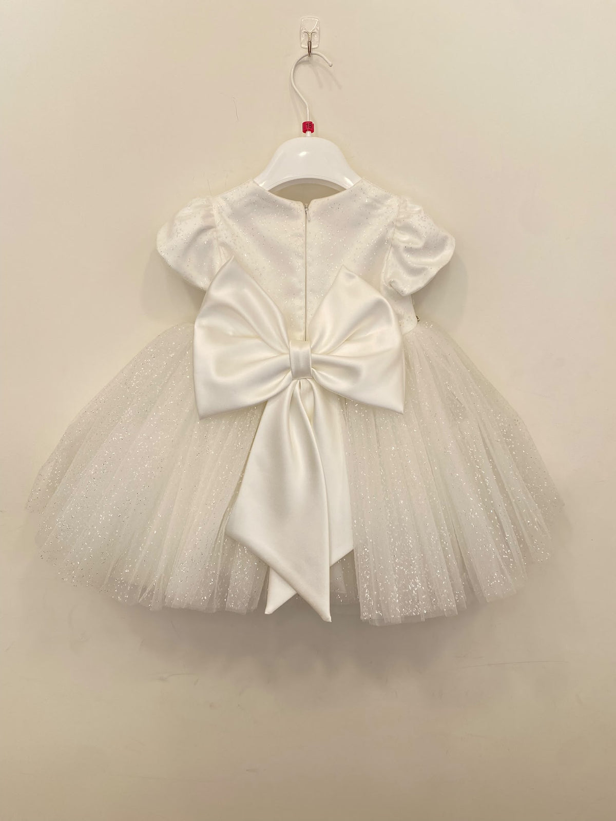 Abito da Cerimonia Bimba in Tulle Glitterato con Maxi Fiocco  👧✨⭐