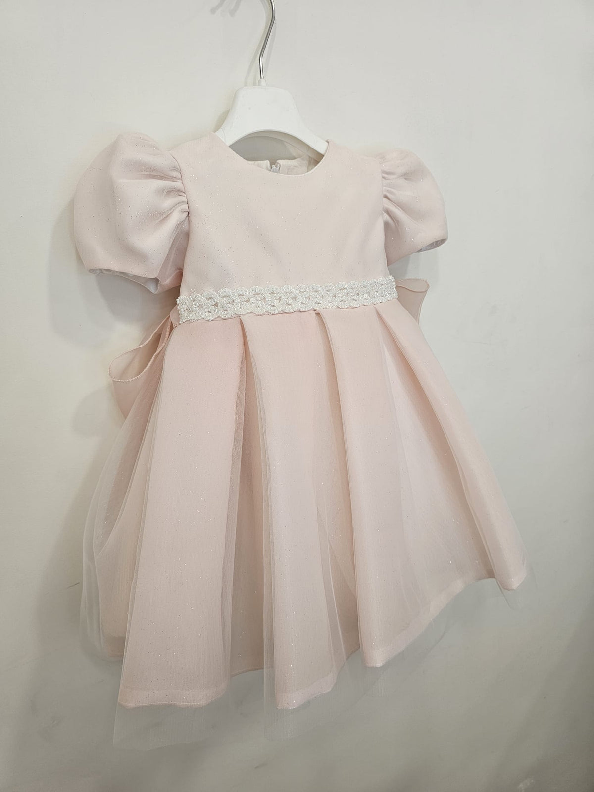 Abito da Cerimonia Rosa con Cintura Perline e Maxi Fiocco ✨👶