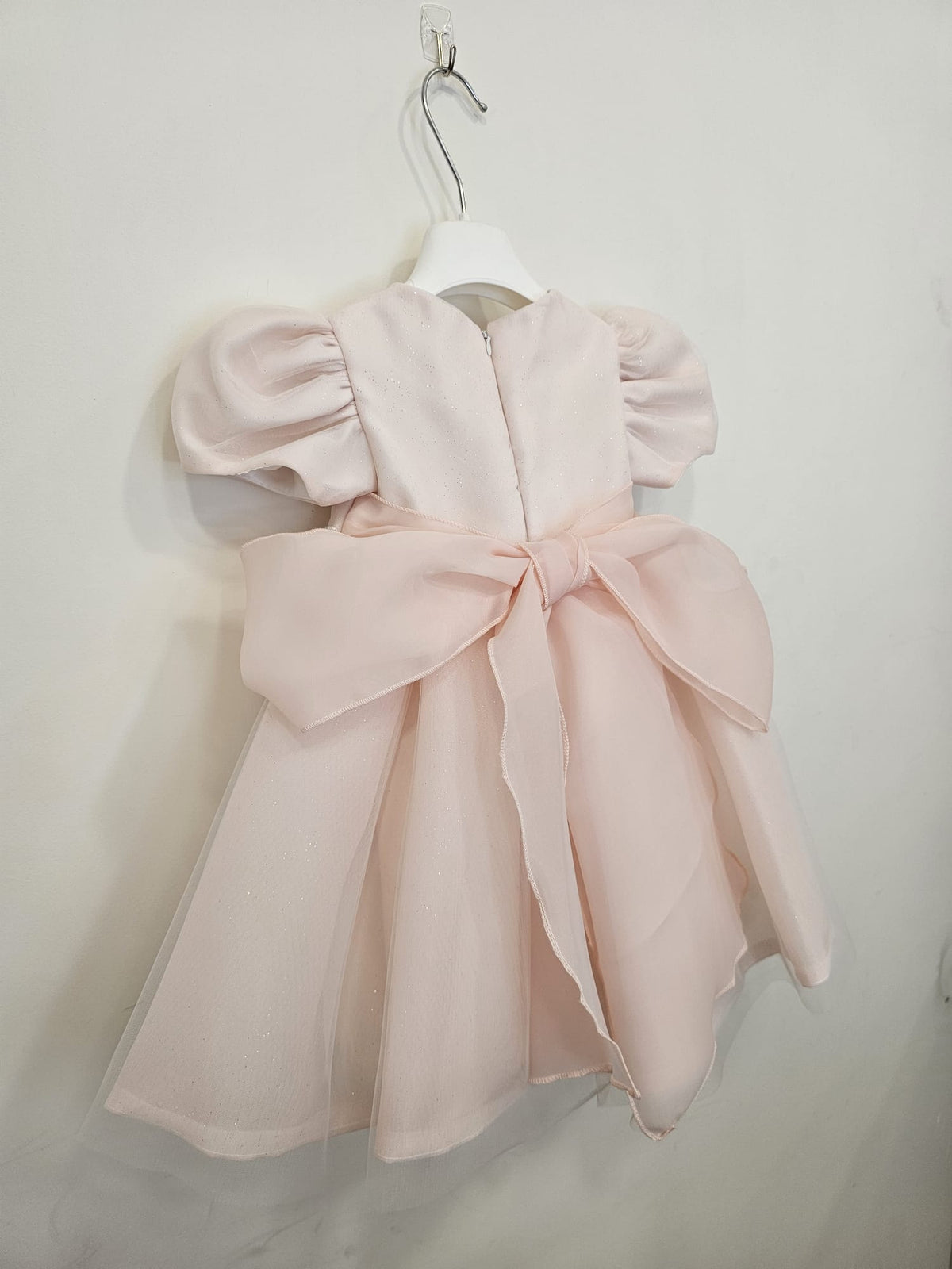 Abito da Cerimonia Rosa con Cintura Perline e Maxi Fiocco ✨👶