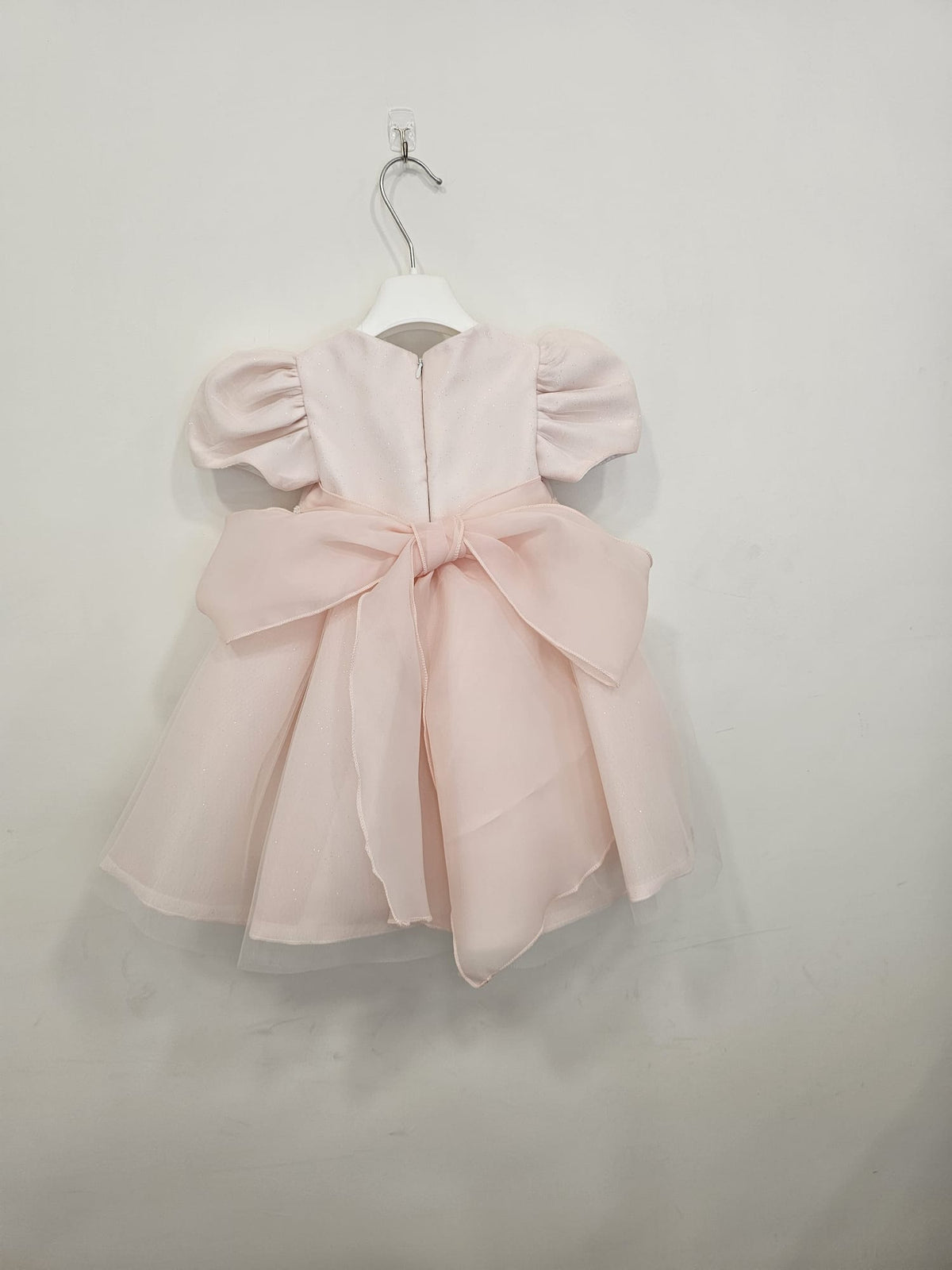 Abito da Cerimonia Rosa con Cintura Perline e Maxi Fiocco ✨👶