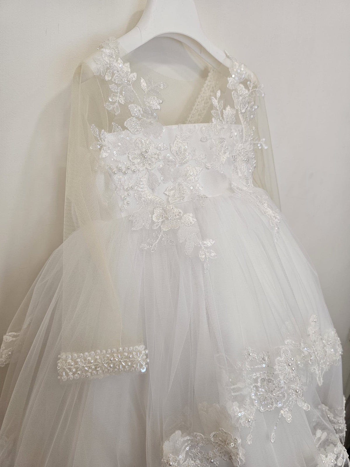 Abito da Cerimonia Principessa con Maxi Fiocco e Pizzo ✨👑