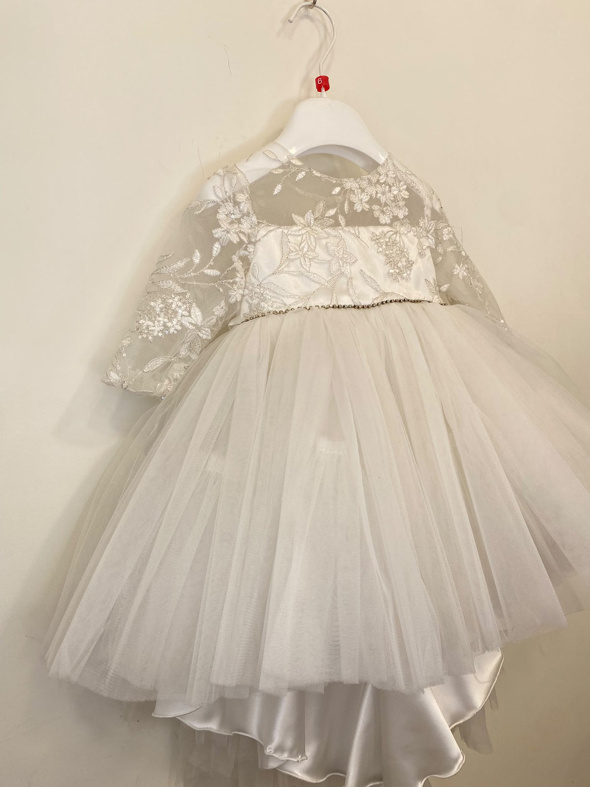Abito da Cerimonia Bimba in Pizzo e Tulle Asimmetrico con Strass 👧✨⭐