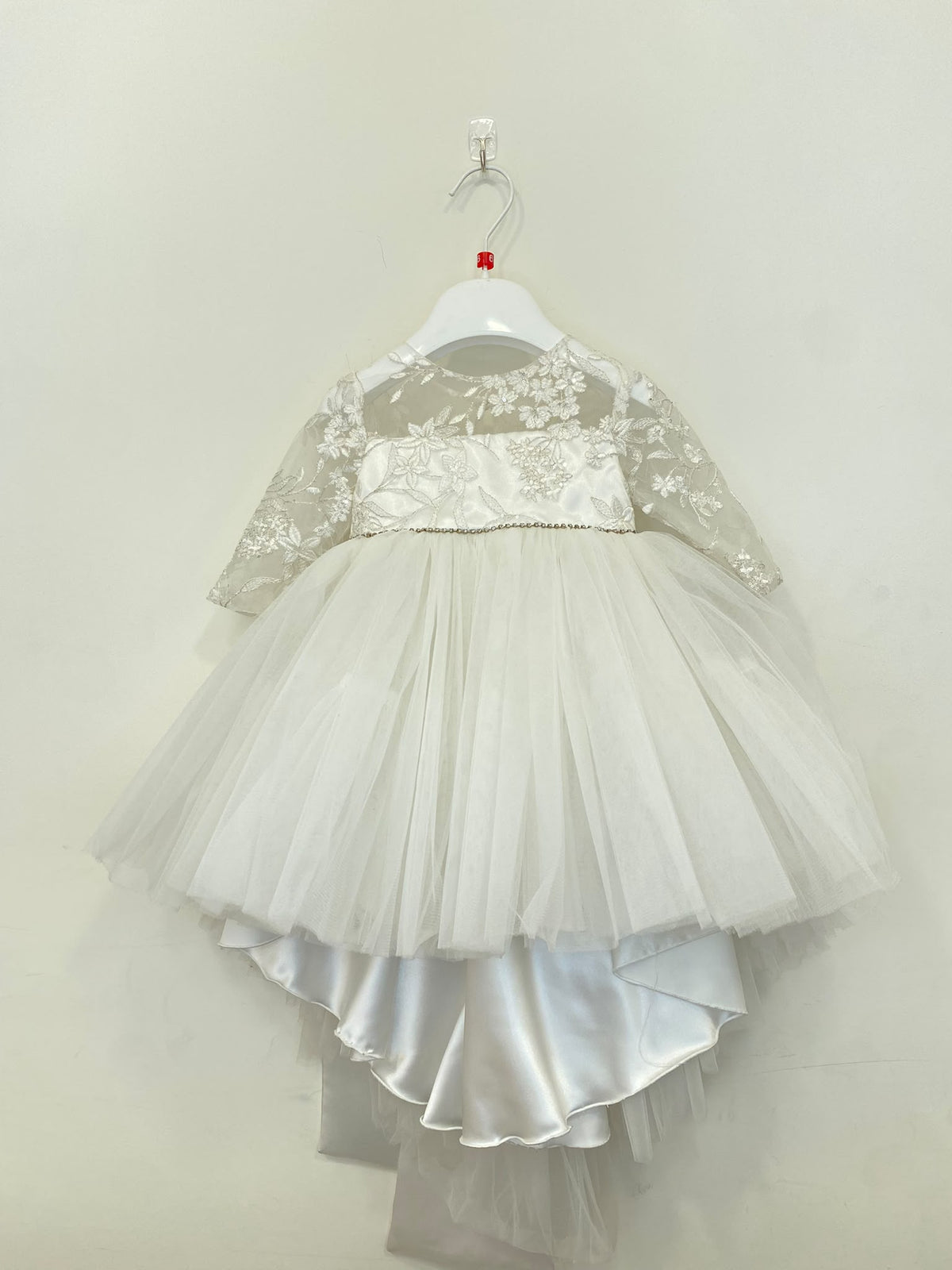 Abito da Cerimonia Bimba in Pizzo e Tulle Asimmetrico con Strass 👧✨⭐