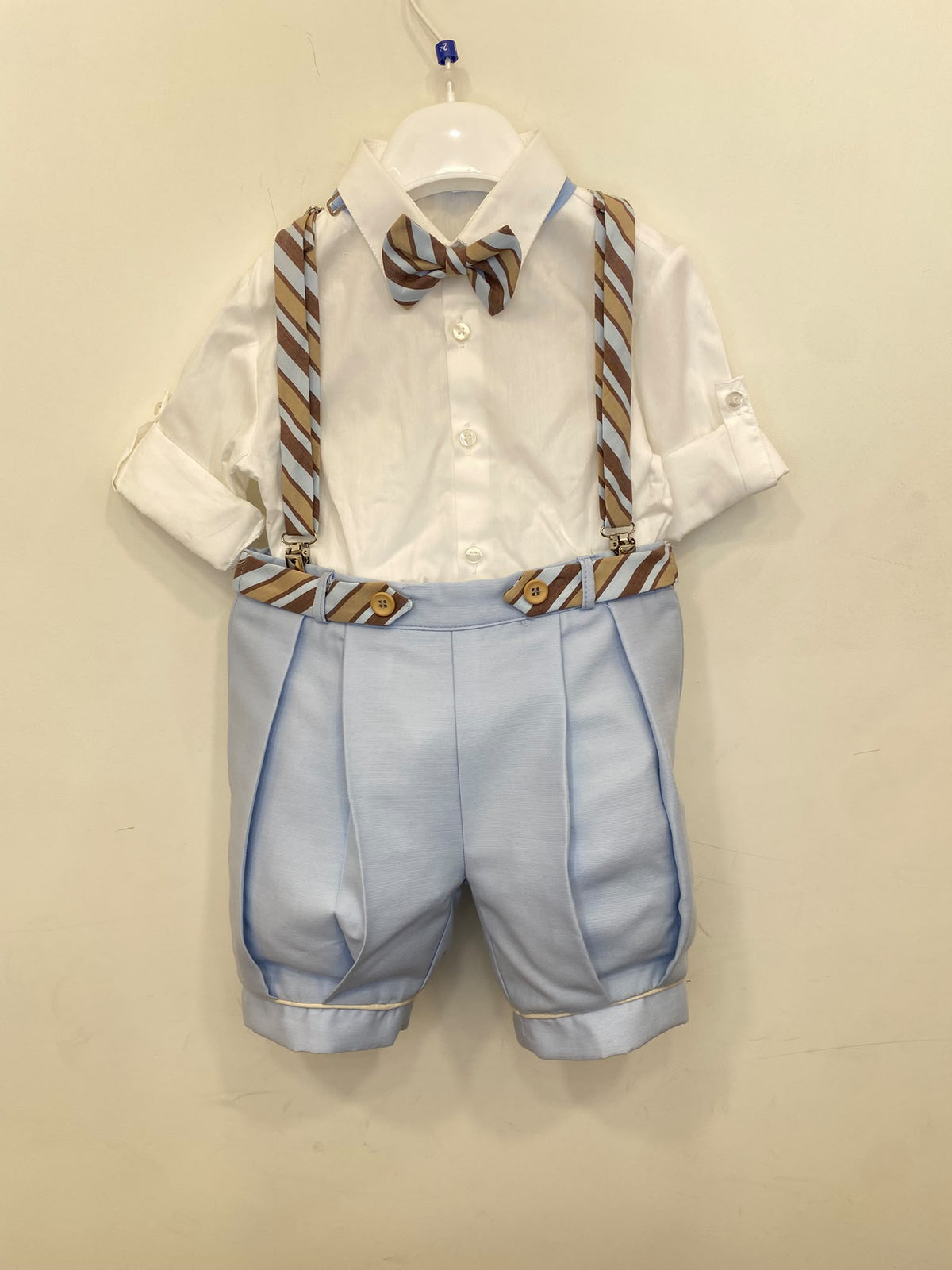 Completo Elegante Bimbo 2 Pezzi in Mikado con Dettagli Rigati 👦✨⭐