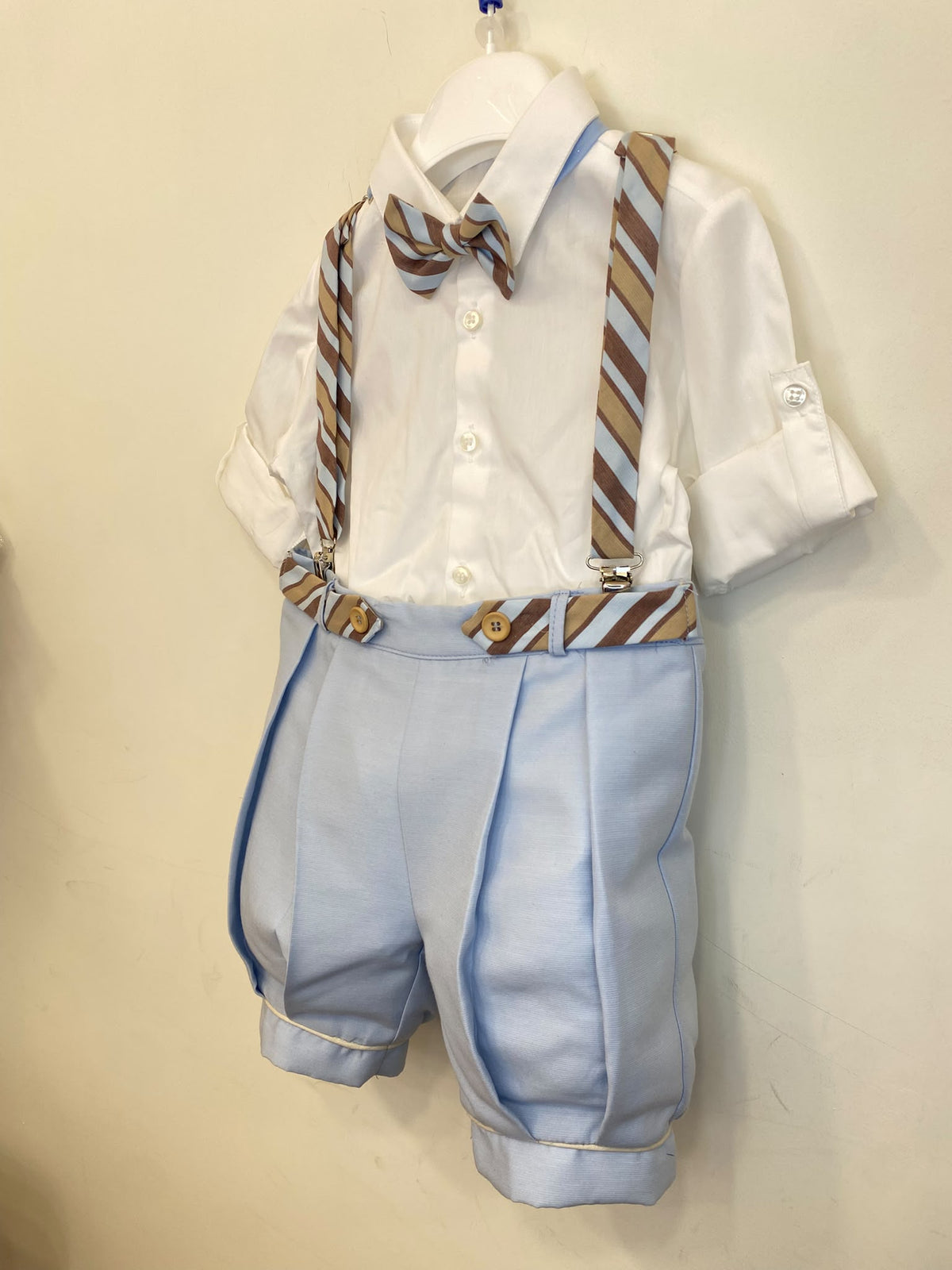 Completo Elegante Bimbo 2 Pezzi in Mikado con Dettagli Rigati 👦✨⭐