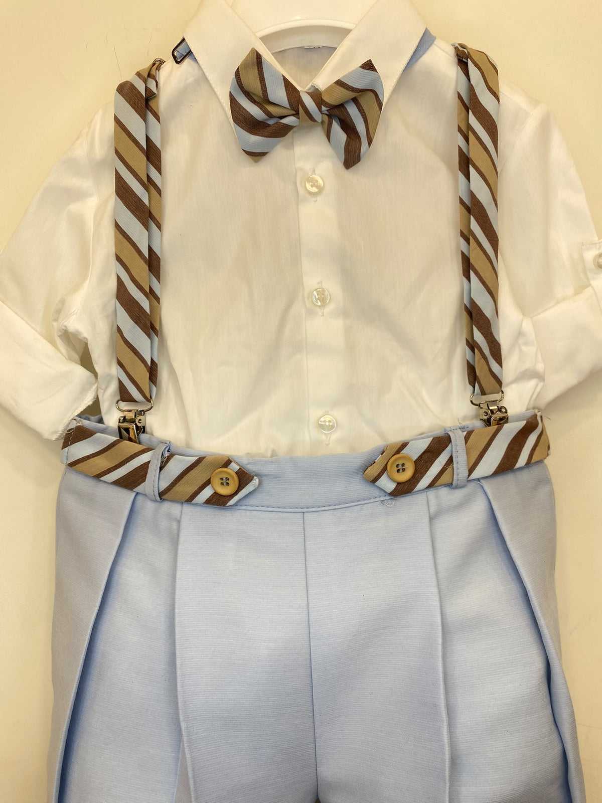 Completo Elegante Bimbo 2 Pezzi in Mikado con Dettagli Rigati 👦✨⭐