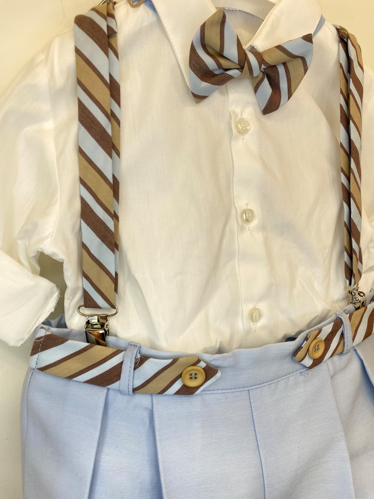Completo Elegante Bimbo 2 Pezzi in Mikado con Dettagli Rigati 👦✨⭐