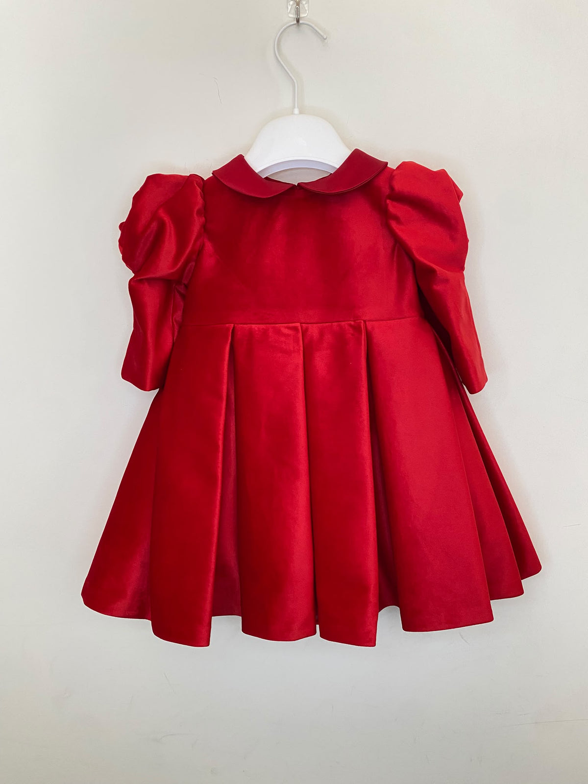 Abito da Cerimonia Bimba in Velluto Rosso con Maxi Fiocco e Fiori  👧✨⭐