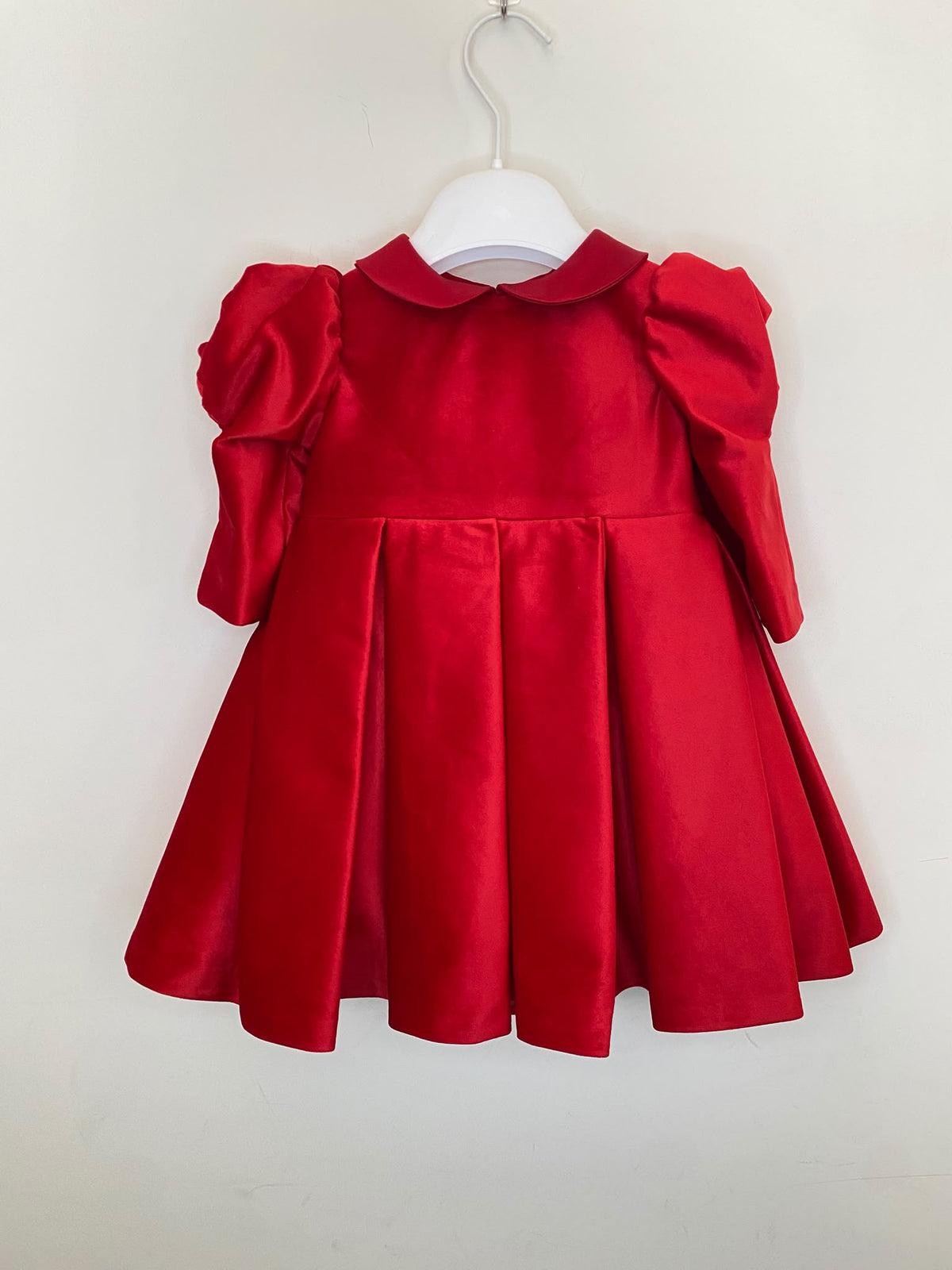 Abito da Cerimonia Bimba in Velluto Rosso con Maxi Fiocco e Fiori  👧✨⭐