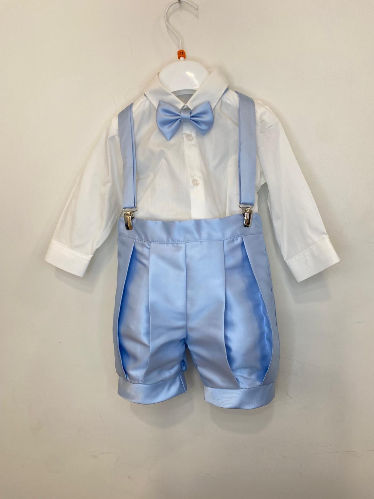 Completo Elegante Bimbo 2 Pezzi con Bretelle e Papillon Celeste 👦✨⭐