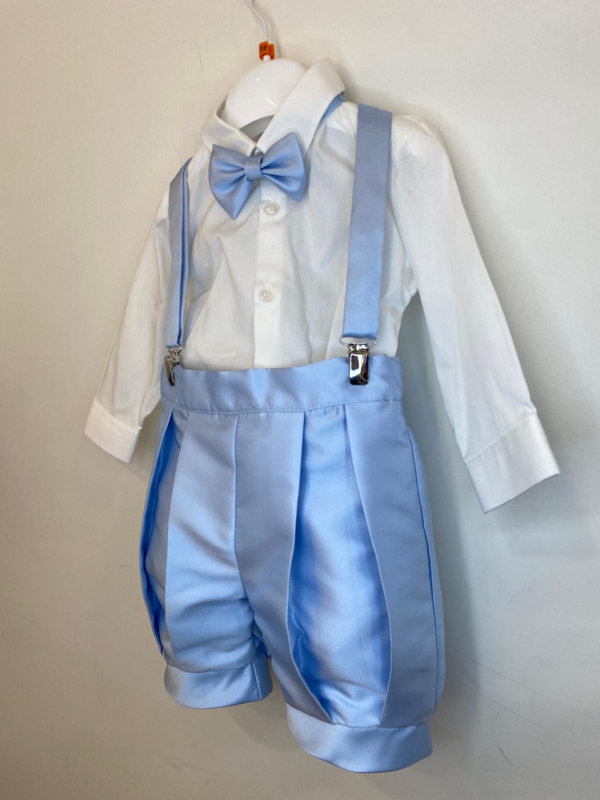 Completo Elegante Bimbo 2 Pezzi con Bretelle e Papillon Celeste 👦✨⭐
