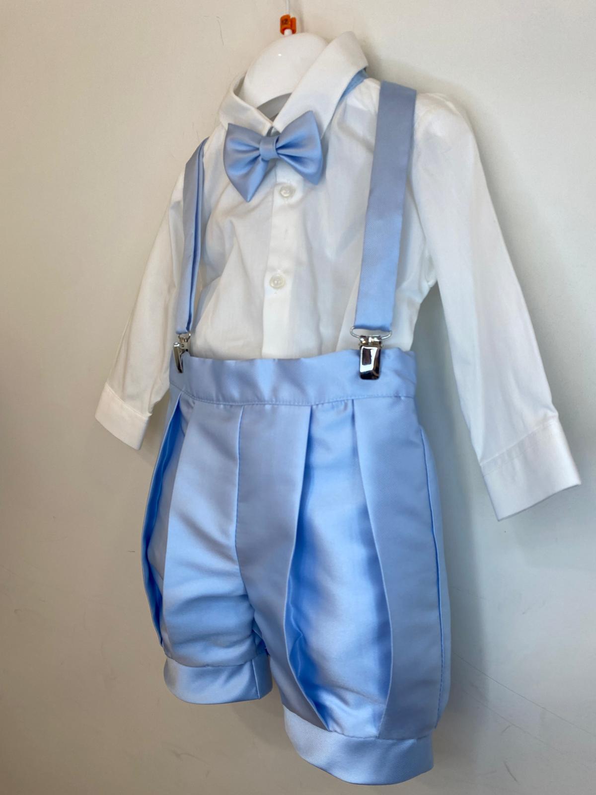 Completo Elegante Bimbo 2 Pezzi con Bretelle e Papillon Celeste 👦✨⭐