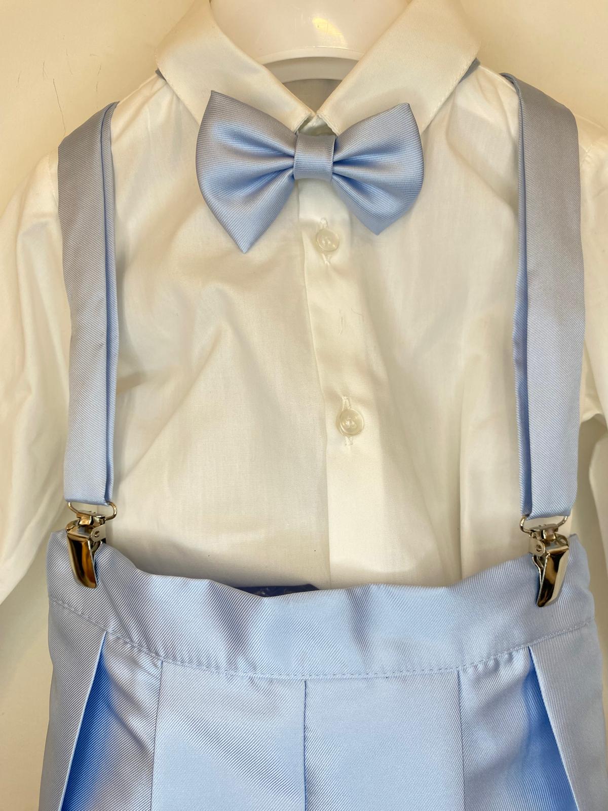 Completo Elegante Bimbo 2 Pezzi con Bretelle e Papillon Celeste 👦✨⭐
