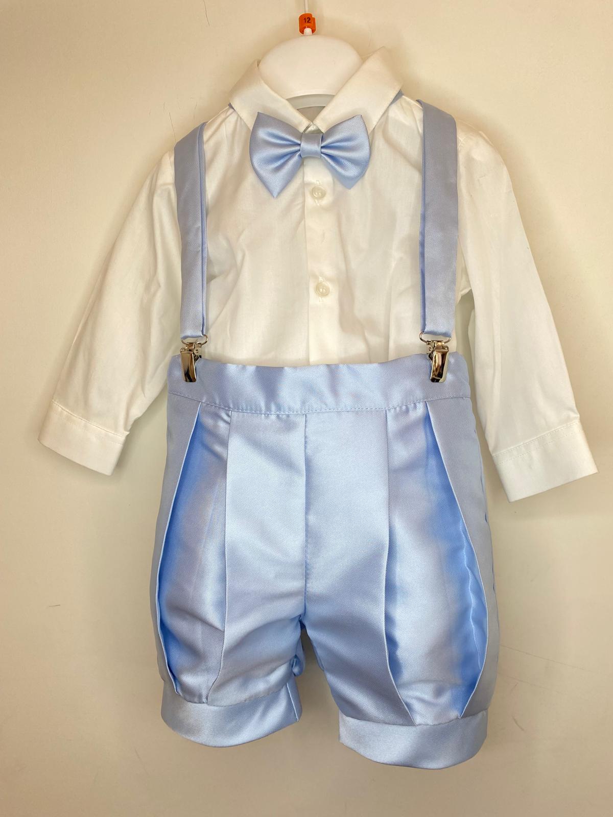 Completo Elegante Bimbo 2 Pezzi con Bretelle e Papillon Celeste 👦✨⭐