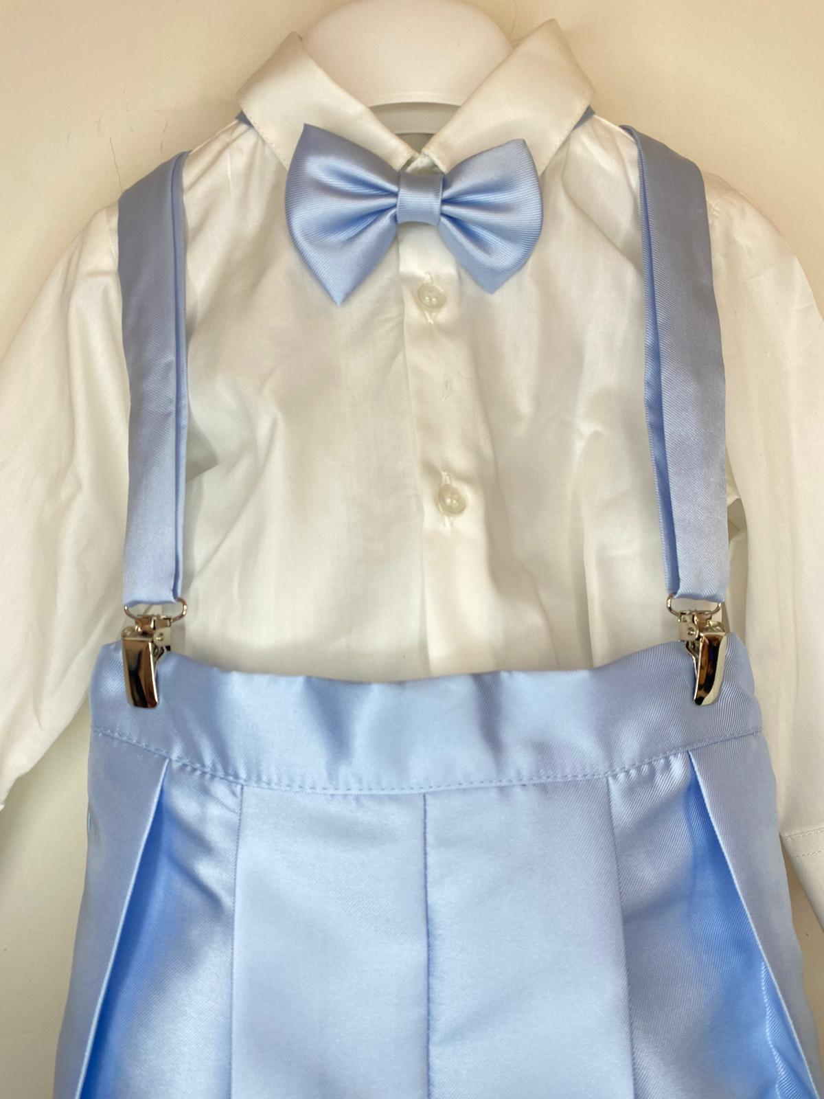 Completo Elegante Bimbo 2 Pezzi con Bretelle e Papillon Celeste 👦✨⭐