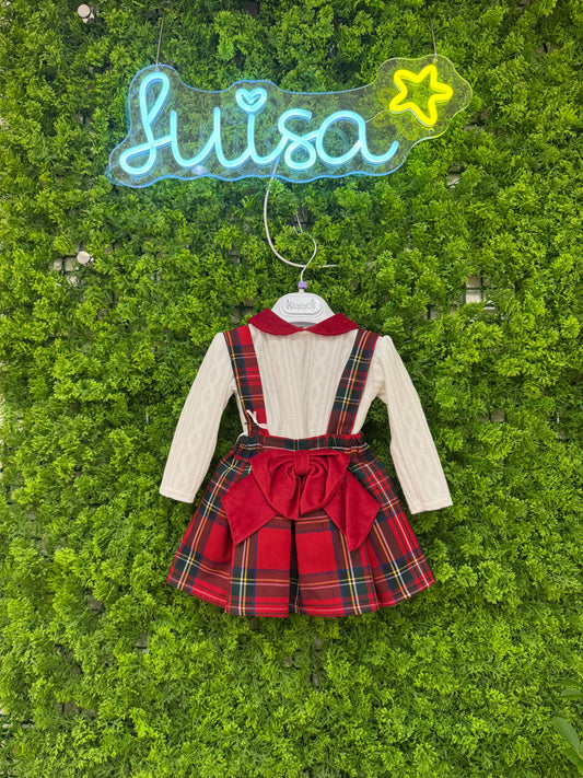 Gonna bretelle con pullover