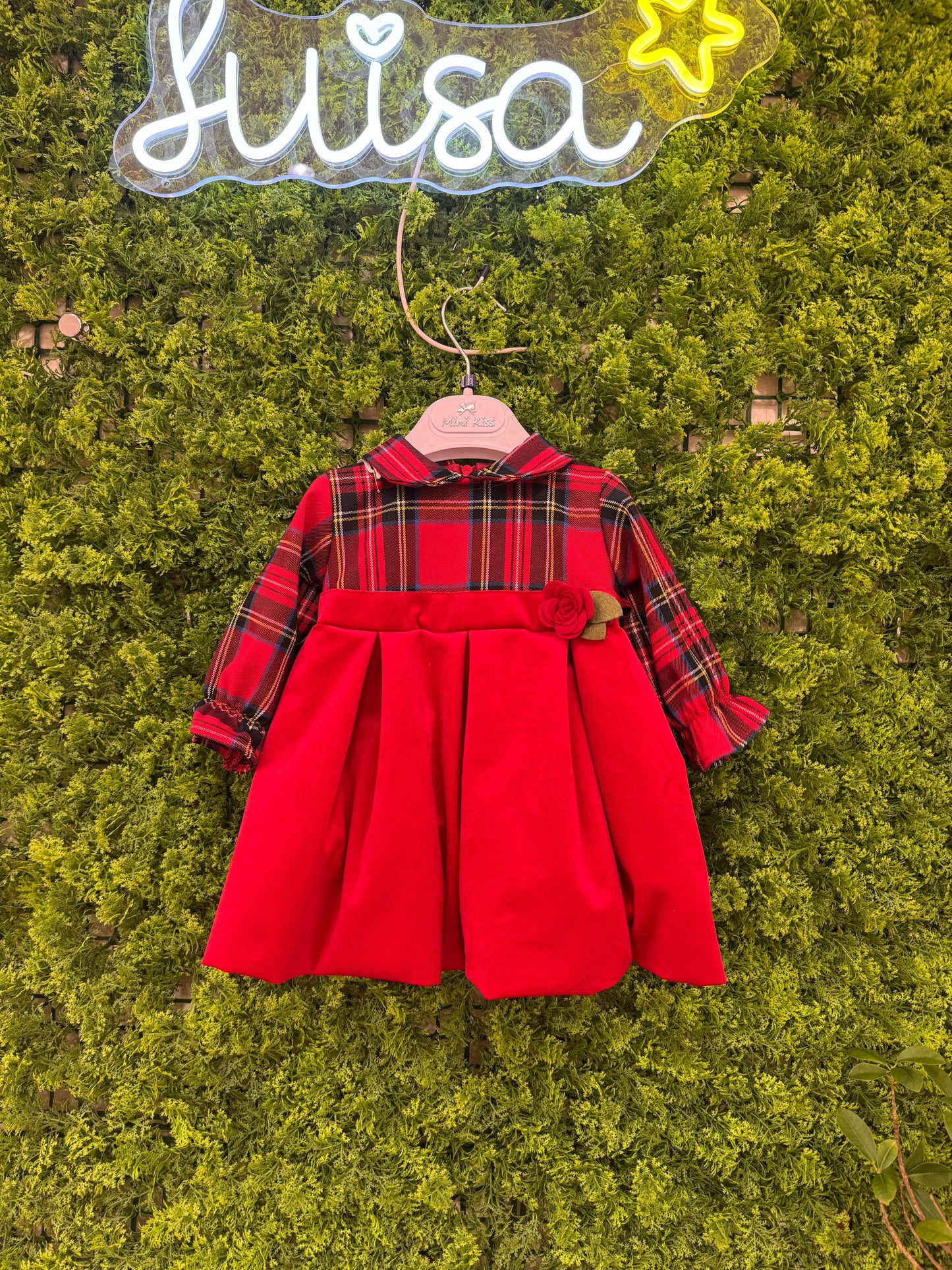 Vestina in tartan e velluto