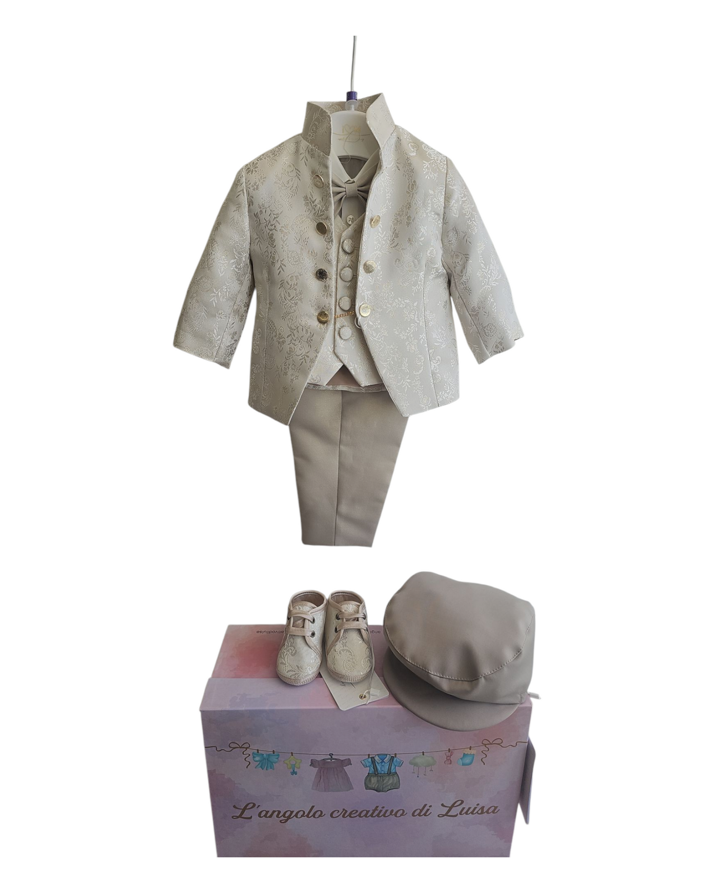 Completo damascato beige