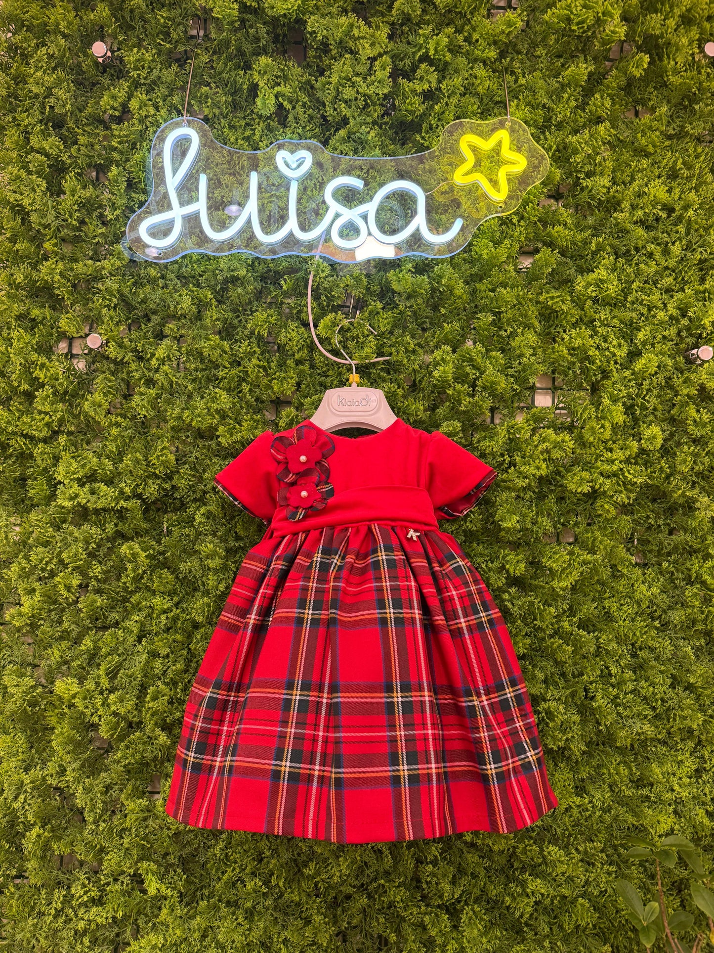 Vestito tartan e velluto